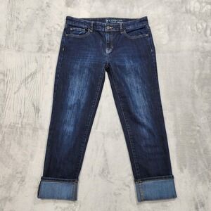 Gap 1969 Jeans Womens 6 Blue Mid Rise Straight Cuff Crop Stretch Denim Dark Wash